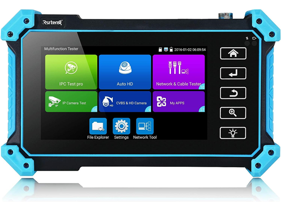 PROBADOR DE CAMARA IP RSRTENG, IPC-5100 PLUS 8MP AHD CVI TVI CVBS, DISPLAY 4K HD, PROBADOR IPC DE PANTALLA TACTIL IPS DE 5 PULGADAS COMPATIBLE CON POE PTZ W-I-F-I RS485 ENTRADA HDMI/VGA SALIDA DC12V
