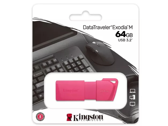 MEMORIA USB 64GB KINGSTON, 3.2 GEN.1 DATATRAVELER EXODIA (ROSA NEON) - KC-U2L64-7LN