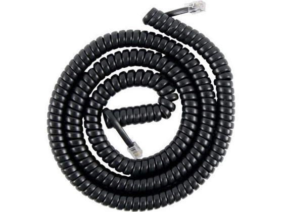 CABLE PARA TELEFONO, ESPIRAL, RJ-11, 15 PIE, NEGRO