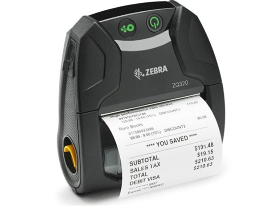 IMPRESORA DE RECIBO PORTATIL ZEBRA ZQ320 PLUS DE 3", TERMICA DIRECTA, BLUETOOTH 4.X, SIN SENSOR DE ETIQUETAS, 203DPI,
