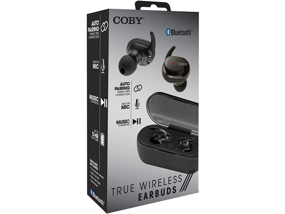 AUDIFONO CON MICROFONO COBY WIRELESS, BLUETOOTH 5.0, , CONTROL DE VOLUMEN,PAUSA Y REPRODUCCION, ANTERIOR Y SIGUIENTE, SOUND STEREO, INCLUYE CAJA CARGADOR. (CETW-554-BLK).