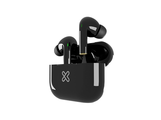 AUDIFONO CON MICROFONO KLIPX TUNEFIBUDS, BLUETOOTH 5.0, 37 HORAS DE REPRODUCCION, ESTUCHE CON BATERIA, BLACK (KTE-050-BK)
