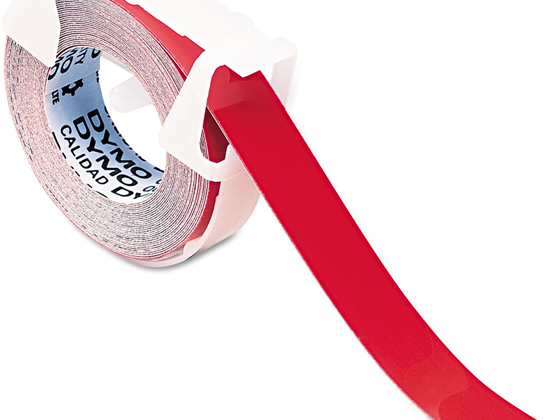 CINTA (ROLLO) DE ETIQUETADO BRILLANTE AUTOADHESIVA DYMO 520102, 3/8-INCH X 12 FT., ROJO