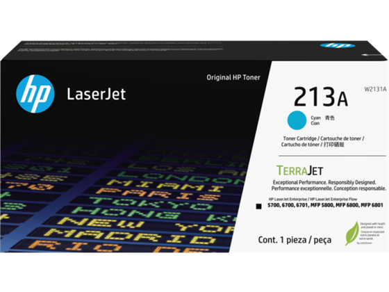 TONER HP 213A - W2131A - CYAN - 3,000 PAGINAS - PARA LASERJET 5700, 6700, 6701, MFP 5800, MFP 6800, MFP 6801