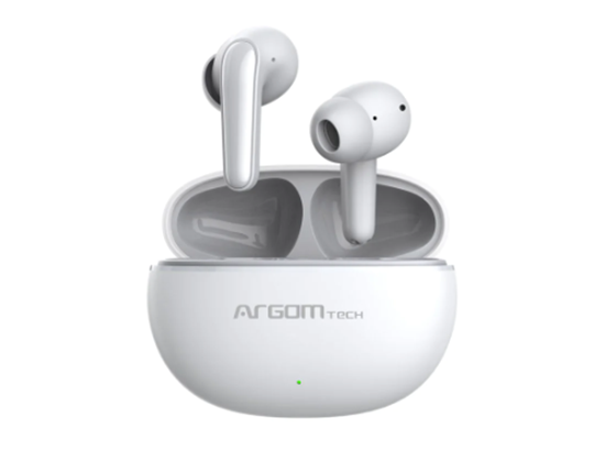 AUDIFONO ARGOM SKEIPODS E20, AURICULARES ESTÉREO INALÁMBRICOS, TWS, CANCELACION DE RUIDO, BT VERSIÓN: 5.3, 6 HORAS DE REPDODUCCION, IPX5 (RESISTENTE AL AGUA) BLANCO