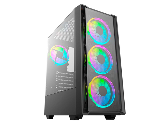 CASE GAMING G-FORCE-550, MID TOWER - CRISTAL TEMPLADO, 1X USB 3.0, 2X USB 2.0, 3 ABANICOS RGB FRONTAL Y PARTE POSTERIOR INCLUIDOS, NO POWER SUPPLY, NEGRO (CP-CA-1012)