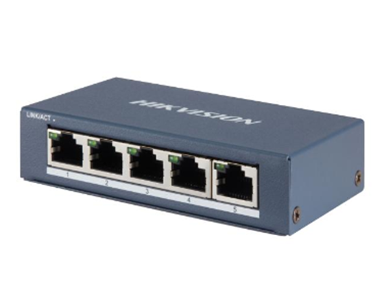 SWITCH 5 HIKVISION, NO ADMINISTRABLE, 5 PUERTOS ETHERNET DE 10/100/1000 MBPS GIGABIT CARCASA METÁLICA
