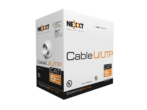ROLLO DE CABLE UTP NEXXT, CAT-5E, 328 PIES, 25 AWG, 100% COBRE, CHAQUETA TIPO CM, 4 PARES, 100HZ, (AB355NXT41) GRIS