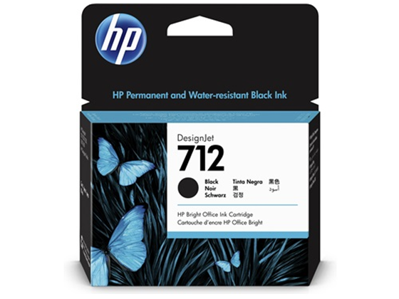 CARTUCHO HP 712 - 3ED71A - NEGRO - 80ML - PARA IMPRESORA DESIGNJET STUDIO / T210 / T230 / T250 / T630 / T650