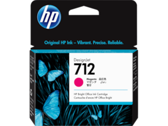 CARTUCHO HP 712 - 3ED68A - MAGENTA - 29ML - PARA IMPRESORA DESIGNJET STUDIO / T210 / T230 / T250 / T630 / T650