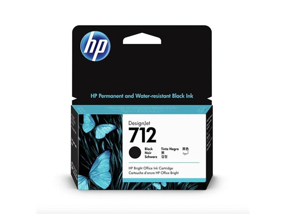 CARTUCHO HP 712 - 3ED70A - NEGRO - 38ML - PARA IMPRESORA DESIGNJET STUDIO / T210 / T230 / T250 / T630 / T650