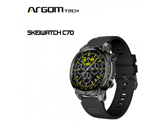 SMARTWATCH  (RELOJ INTELIGENTE) ARGOM, SKEIWATCH C70 - CAJA DE ALUMINIO NEGRA -  - TOTALMENTE TÁCTIL - IP67 RESISTENTE AL POLVO Y AL AGUA - 7 DÍAS DE DURACIÓN DE LA BATERÍA - LLAMADA TELEFÓNICA BT CON MICRÓFONO INTEGRADO,9. SENSOR DE FRECUENCIA CARDÍACA, MONITOREO DE PRESIÓN ARTERIAL, MONITOREO DEL SUEÑO, MONITOREO DEL ESTRÉS, OXÍGENO, PODÓMETRO, RASTREADOR DE ACTIVIDAD FÍSICA Y MUCHO MÁS. TAMBIÉN PODRÁS ATENDER LLAMADAS.  (ARG-WT-6070)