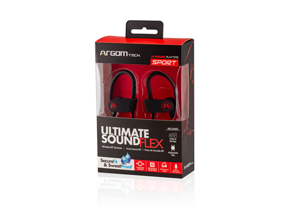 AUDIFONO ARGOM ULTIMATE SOUND FLEX BT  AURICULARES ESTÉREO, TWS,  BT VERSIÓN: 5.3, 6 HORAS DE REPDODUCCION, IPX5 (RESISTENTE AL AGUA) NEGRO (2025BK)