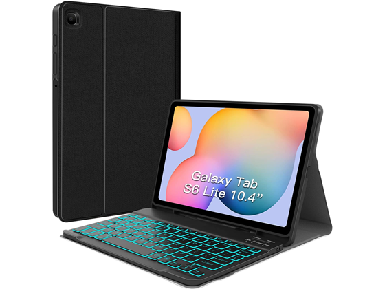 COVER JUQITECH PARASAMSUNG GALAXY TAB S6 LITE 10.4", TECLADO INALAMBRICO, SOPORTE PARA S PEN, NEGRO