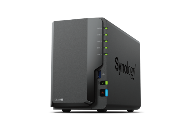 CAJA USB TIPO NAS SYNOLOGY DS224+ DISKSTATION DISKLESS, INTEL CELERON J4125,  2 GB RAM DDR4 SIN ECC, GIGABIT ETHERNET, E-SATA,  2 X NETWORK (RJ-45), 1 PUERTO USB 3.2, 1 PUERTO USB 3.0.