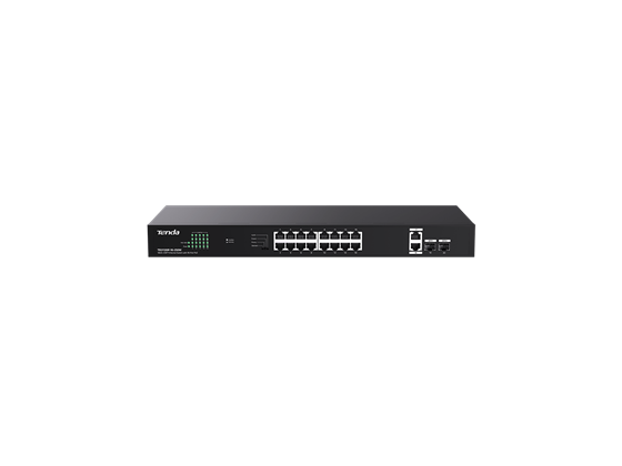 SWITCH 16 PUERTOS TENDA TEG1120P-16-250W, NO ADMINISTRABLE, VLAN, ETHERNET 10/100/1000, POE, 2 PUERTO SFP, DESKTOP/WALL MOUNTING, PORTECTOR CONTRA RAYOS, IEEE 802.3? IEEE 802.3U?IEEE 802.3AB?IEEE 802.3X? IEEE 802.3AF?IEEE 802.3AT, 4 MODOS (STANDARD - PRIORITY - EXTEND - VLAND)