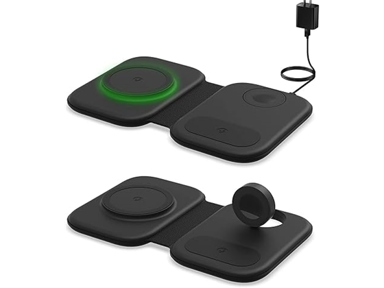 CARGADOR INALÁMBRICO PEGABLE, DE CARGA RAPIDA, 3 DISPOSITIVOS A LA VEZ (IPHONE, AIRPODS Y APPLE WATCH), 1 USB, BLANCO (CX5333WH).