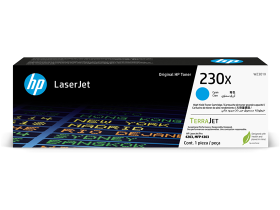 TONER HP - 230X - W2301X - CYAN - 5,500 PAGINAS - PARA IMPRESORA LASERJET 4201, 4202, 4203, 4301, 4302, 4303