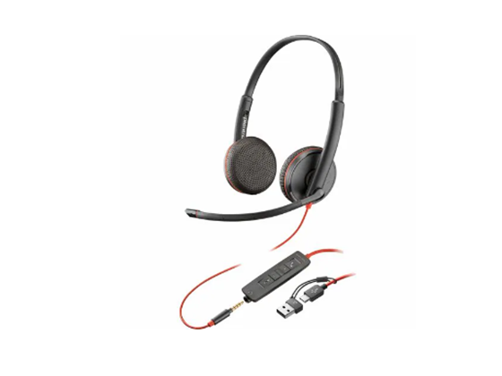 AUDIFONO CON MICROFONO POLY BLACKWIRE 3225- USB TIPO C - ESTEREO - CON CONTROL DE VOLUMEN Y MICROFONO EN EL CABLE, CANCELACION DE RUIDO, BINAURAL. (8X229A6)