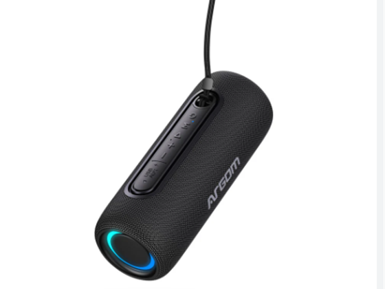 BOCINA ARGOM  BLUETOOTH RADYON X32  20W PREMIUM IPX5,  2 CANALES, ENTRADA 3,5MM, TYPE-C, BATERIA, USB 128GB 2,000MAH 80 HZ,TWS , LUCES RGB, INDOOR/OUTDOOR WIRELESS SPEAKER, BLACK. (ARG-SP-3123BK).