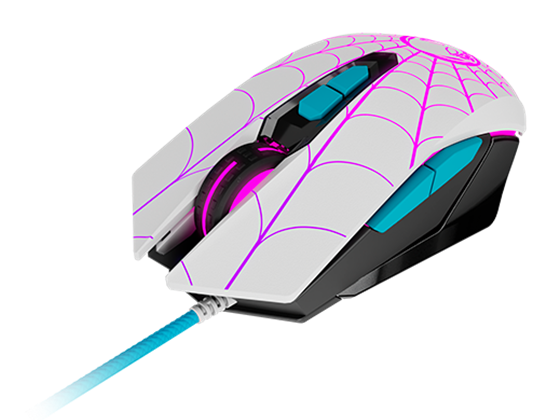 MOUSE XTECH MARVEL SPIDER-GWEN, USB, 7 BOTONES, 2400DPI, LUCES ROJAS - 4 MODOS (XTM-M520SG)