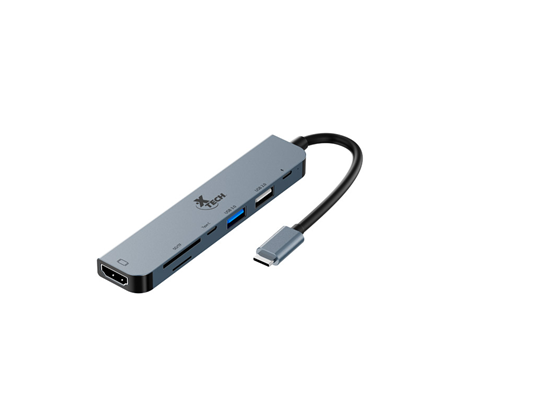 HUB USB-C XTECH MULTIPUERTOS 7 EN 1, 1X HDMI HEMBRA 4K, 2X USB-A (2.0 / 3.0), 2X USB-C LECTOR DE TARJETA SD Y MICRO SD (XTC-571)