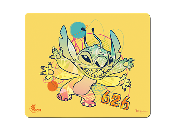 MOUSE PAD XTECH DISNEY STICH, SUPERFICIE DE TELA, AMARILLO, DIMENSIONES 22X18X0.2CM (XTA-D100ST-YL)