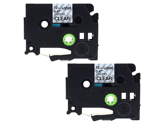 CINTA BROTHER TZE131 3/8" NEGRA TRANSPARENTE CON ADHESIVO EXTRA FUERTE (12MM, 8M) (0.47" 26.2FT), 1 PACK DE 2.
