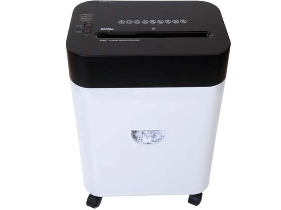 TRITURADORA DE PAPEL ROYAL 14MC, 14 HOJAS MICRO CORTE, DESTRUYE TC, CD/DVD, CAPACIDAD PARA 4.5 GALONES (1731061)