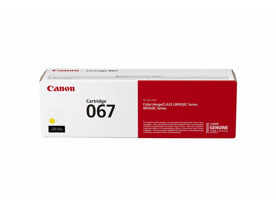 TONER CANON 067 AMARILLO, (RENDIMIENTO APROX. 1,300 PAG) COMPATIBLE CON LBP633CDW, LBP632CDW, MF653CDW, MF654CDW, MF656CDW.