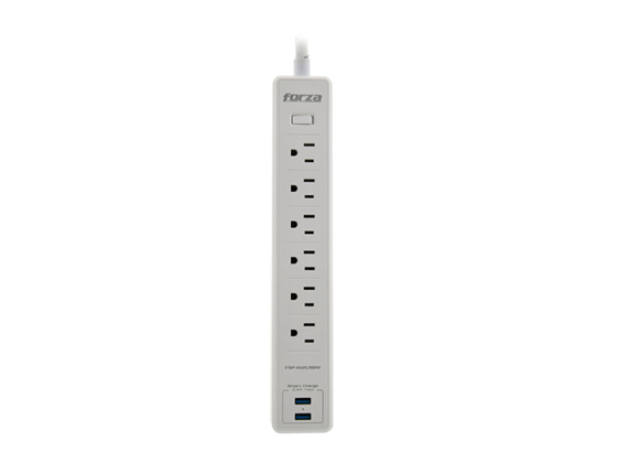 PROTECTOR DE SOBRETENSIÓN REGLETA CON CAPACIDAD DE CARGA DE 1680W Y NIVEL DE PROTECCIÓN DE 1200 JOULES, VOLTAJE DE ENTRADA 110V/220V, EQUIPADO CON 6 SALIDAS NEMA 5-15R Y ENTRADA NEMA 5-15P TIPO PLANA. CUENTA CON INDICADOR LED DE ESTADO PARA UNA SUPERVISIÓN FÁCIL Y RÁPIDA. IDEAL PARA PROTEGER EQUIPOS ELECTRÓNICOS Y DE OFICINA ANTE VARIACIONES DE TENSIÓN.