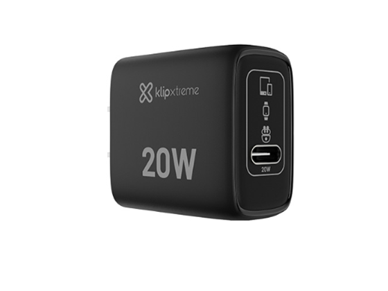 CARGADOR DE PARED KLIP XTREME USB-C® 20W CON TECNOLOGÍA GAN (KMC-050)