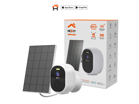 CAMARA DE VIGILANCIA NEXXT SOLAR SMART (HOME AUTOMATION), 2K+, FIJA, COLOR DIA Y NOCHE, OUTDOOR, RANURA MICRO SD + CLOUD, WIFI AC, IP65, SOFTWARE DE GRABACIÓN, SE ACTIVAN CON LA VOZ, LUCES SE ACTIVAN POR MOVIMIENTO (NHC-OF20S)