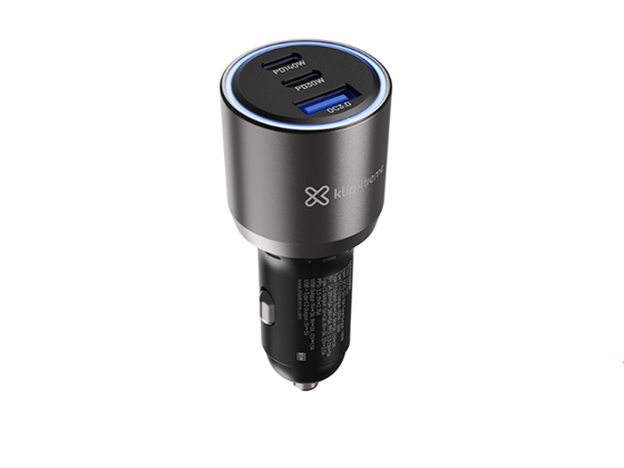 ADAPTADOR DE CARGA USB PARA VEHÍCULO KLIP XTREME, 140W, 2X USB-C + 1X USB-A (KCC-140)