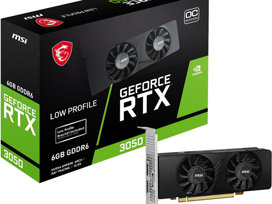 TARJETA DE VIDEO MSI GEFORCE RTX 3050 6G OC, GDDR6, DISENO PERFIL BAJO, DOBLE VENTILADOR
