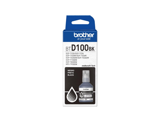 BOTELLA DE TINTA BROTHER  - BTD100BK  - NEGRO - 108ML - PARA IMPRESORA MFC-T930DW -  DCP-T830DW - DCP-T730DW - DCP-T530DW - DCPT430W - DCP-T230