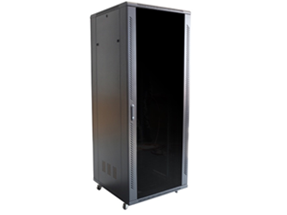 GABINETE DE PISO AGILER 24U, 19" 600 X 600, PUERTA FRONTAL CON CRISTAL TEMPLADO CON CERRADURA, PUERTA TRASERAS PROFUNDAS 100MM CON CERRADURA, PANELES LATERALES ABIERTOS DE ACCESO RAPIDO, BLACK (2 CAJAS).