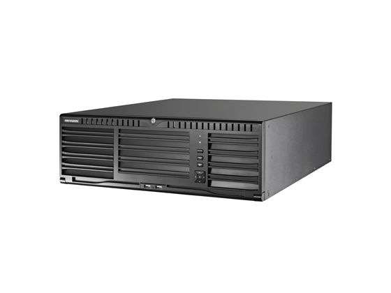 NVR HIKVISION 128 CANALES IP, 12 MEGAPIXEL (4K),  16 BAHIAS DE DISCO DURO, 4 PUERTOS DE RED