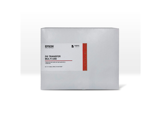 RESMA DE PAPEL EPSON SUBLIMACIÓN (DS TRANSFER), 100 HOJAS, TERMINACION MATE, 21,6 X 27,9 CMS, 8.5" X 11" (S450361). PARA IMPRESORA F170, F570.