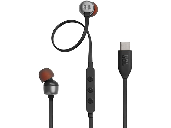 AUDIFONO JBL TUNE 310C INTRAUDITIVOS CON CABLE DE ALTA RESOLUCION, CON CONTROL REMOTO DE 3 BOTONES, CON MICROFONO, COLOR NEGRO, COMPATIBLE CON DISPOSITIVOS USB-C (JBLT310CBLKAM)