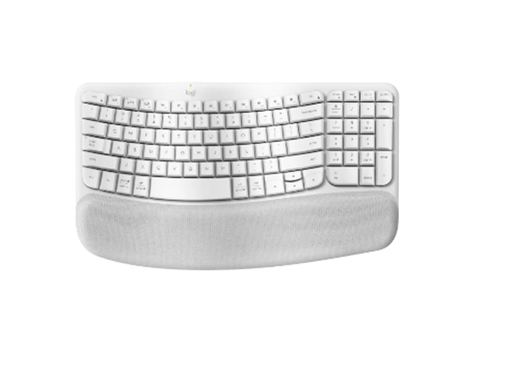 TECLADO LOGITECH WAVE KEYS, ERGONOMICO, USB WIRELESS RECEIVER 2.4GHZ WIRELESS, 36 MESES DE AUTONIMIA EN LA BATERIA, MULTIDISPOSITIVO, ESPAÑOL, COLOR OFF- WHITE.