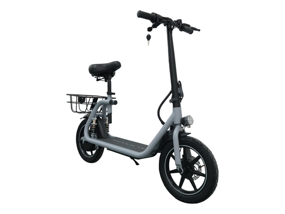 PATINETA ELÉCTRICO SENTADO DELOREAN DE 450 W CON CESTA TRASERA Y SUSPENSIÓN TRASERA DOBLE (DS-14MAX-K)