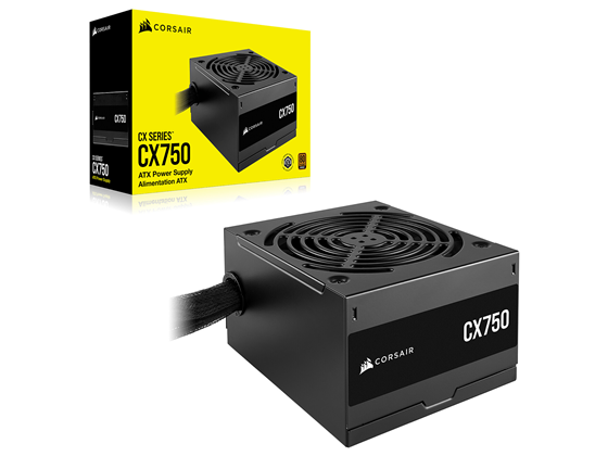 POWER SUPPLY CORSAIR 750 WATTS, 80 PLUS BRONZE (CX750), NO MODULAR, CONECTORES PCI-E X2, SATA X5, PATA X4, COLOR NEGRO, (CP-9020279-NA)