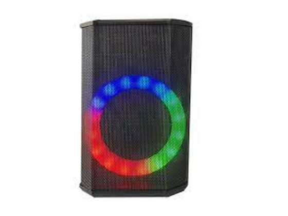 BOCINA MYO 5.5" DE DOS VIAS, 8" SUBWOOFER, BATERIA RECARGABLE, BT, MP3, PUERTO USB, 80W, NEGRAS, LUCES LED (MYO-MAX50)