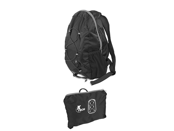 MOCHILA PLEGABLE XTECH, NYLON, REPELE EL AGUA, NEGRO (XTB-090BK)