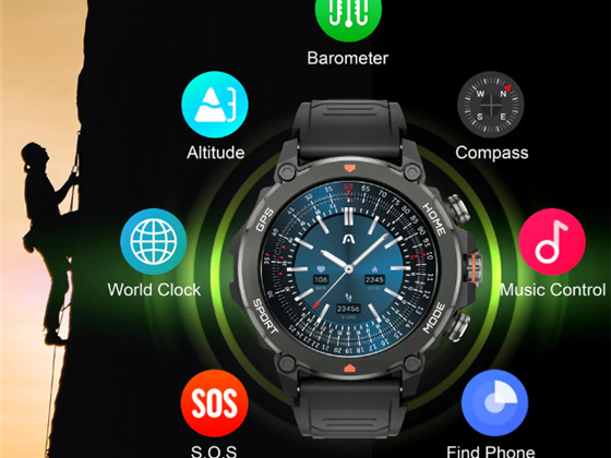 SMARTWATCH  (RELOJ INTELIGENTE) ARGOM, SKEIWATCH C80 - CAJA DE ALUMINIO NEGRA  - RESISTENTE AL AGUA 5 ATMOSFERA, GPS INCORPORADO, PANTALLA AMOLED DE 1.43,MONITOREO DE SENSORES, LLAMADAS BT Y MICROFONO INTEGRADO, COMPATIBLE CON ANDROID E IOS.  (ARG-WT-6080)