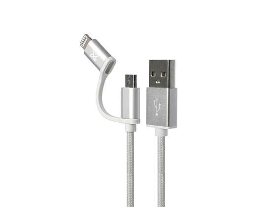CABLE LIGHTNING  KLIPX, MICRO USB, 3.2 PIES, SILVER (KAC-210SV)