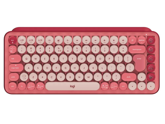 TECLADO LOGITECH POP KEYS WIRELESS MECHANICAL CON TECLAS EMOJIS COLOR HEARTBREAKER ROSE (ROSADO), ESPAÑOL (SPA), USB WIRELESS RECEIVER 2.4GHZ WIRELESS Y BLUETOOH 5.1, 10M RANGE, 36 MESES DURACION DE LA BATERIA, COMPATIBLE CON WIN Y MAC 10.15 O POSTERIORES.