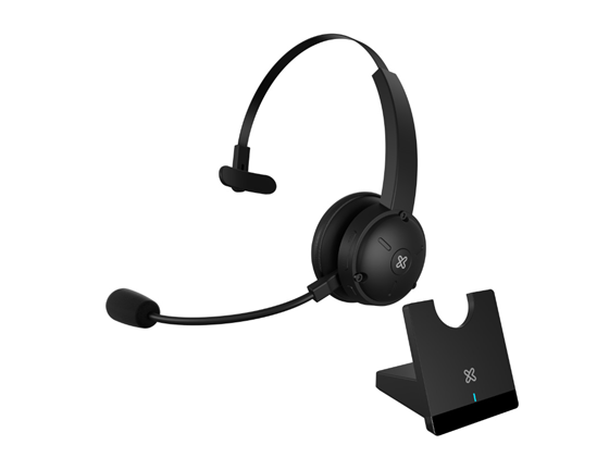 AUDIFONO CON MICROFONO KLIPX CRYSTALCOM PRO, BLUETOOTH 5.0, MONO, HASTA 40 HORAS DE AUTONOMIA, BASE MAGNETICA DE CARGA, CONTROL DE VOLUMEN (KCH-905)