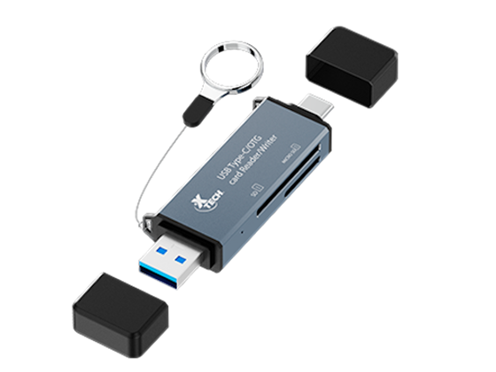 LECTOR DE MEMORIA XTECH 2 EN 1, USB-A 3.0 Y USB-C, TARJETA SD Y MICRO SD, (XTC-580)